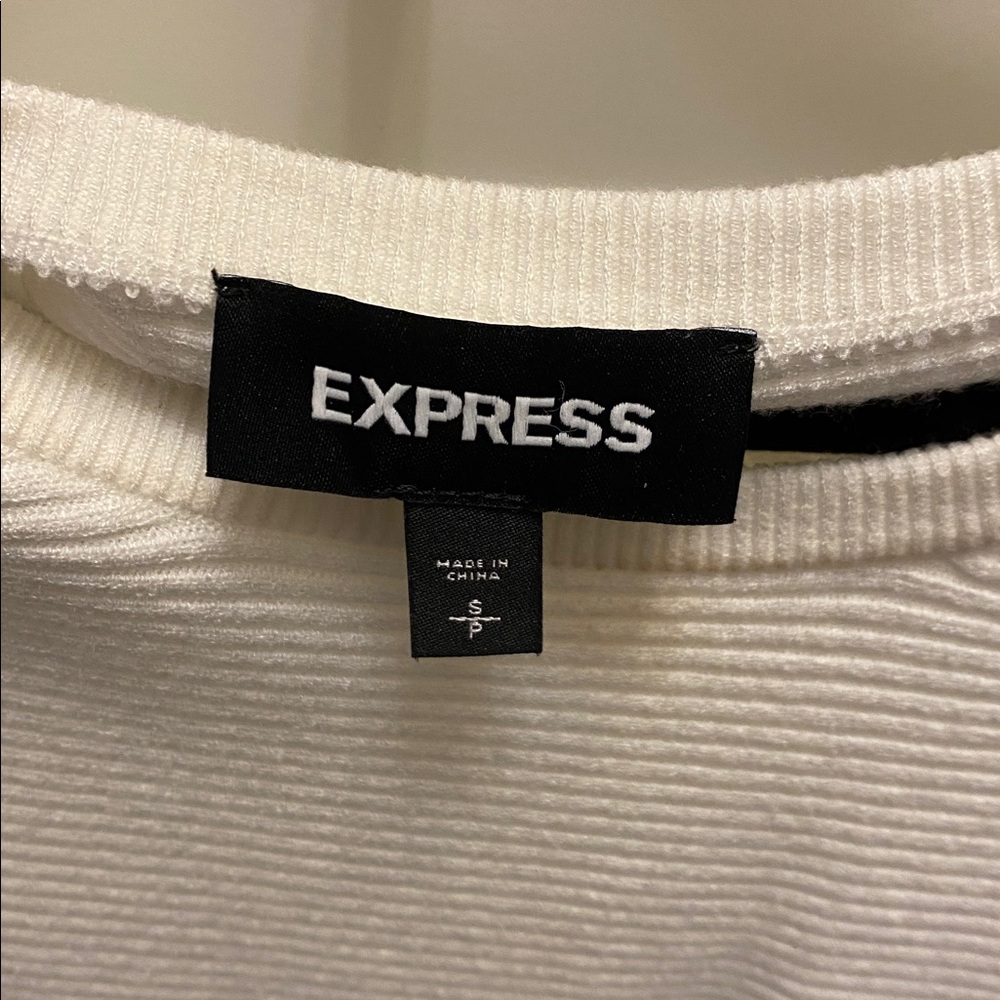 Express Off-White Ribbed Top - Picture 2 of 2